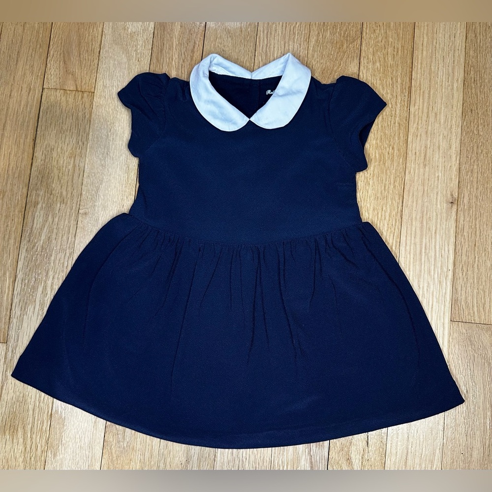 Ralph Lauren 6M Navy Baby Girl Dress with White Peter Pan Collar